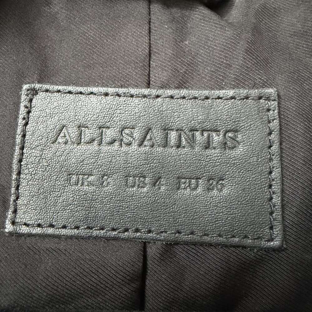 ALL SAINTS Dalby Black Leather Biker Jacket Size 4 - Picture 4 of 7